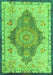 Serging Thickness of Machine Washable Persian Green Traditional Area Rugs, wshtr4768grn