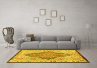 Machine Washable Persian Yellow Traditional Rug, wshtr4768yw