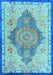 Machine Washable Persian Light Blue Traditional Rug, wshtr4768lblu