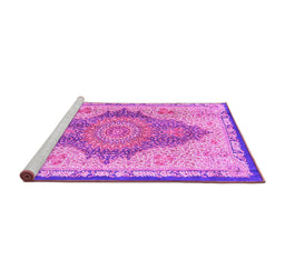 Sideview of Machine Washable Persian Pink Traditional Rug, wshtr4768pnk