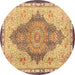 Round Machine Washable Persian Brown Traditional Rug, wshtr4768brn