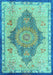 Machine Washable Persian Turquoise Traditional Area Rugs, wshtr4768turq