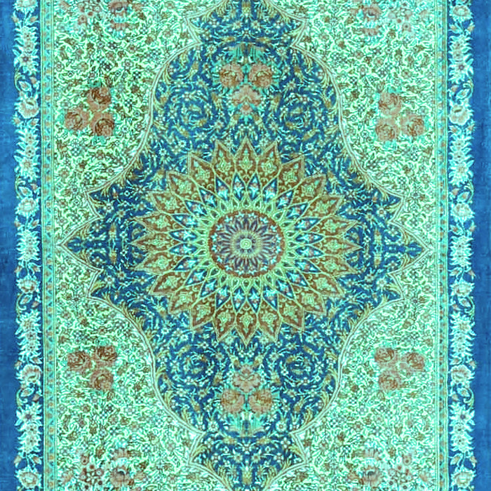 Machine Washable Persian Turquoise Traditional Area Rugs, wshtr4768turq