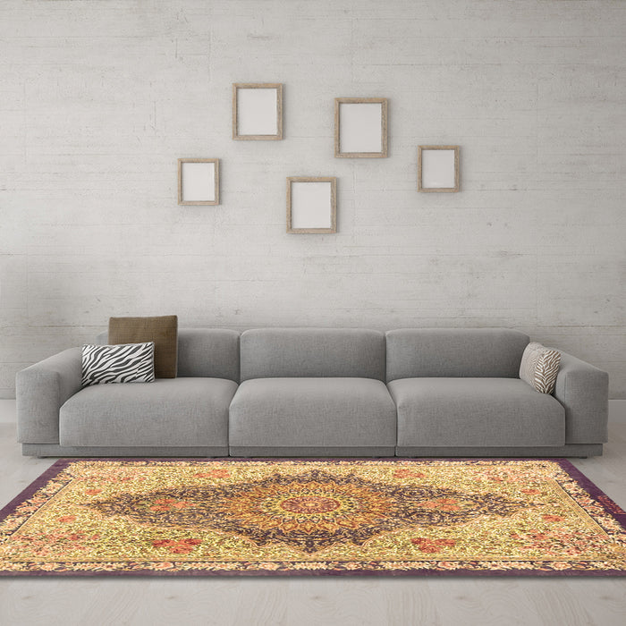 Machine Washable Persian Brown Traditional Rug in a Living Room,, wshtr4768brn