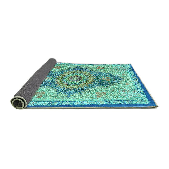 Sideview of Persian Turquoise Traditional Rug, tr4768turq