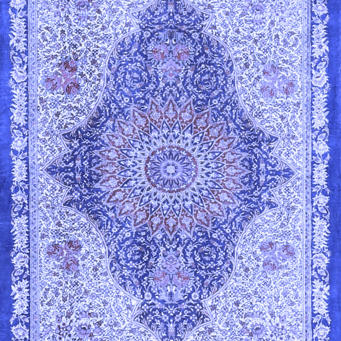 Machine Washable Persian Blue Traditional Rug, wshtr4768blu