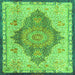 Round Machine Washable Persian Green Traditional Area Rugs, wshtr4768grn