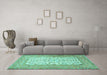 Machine Washable Persian Turquoise Traditional Area Rugs in a Living Room,, wshtr4769turq