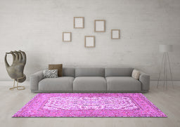 Machine Washable Persian Purple Traditional Area Rugs in a Living Room, wshtr4769pur