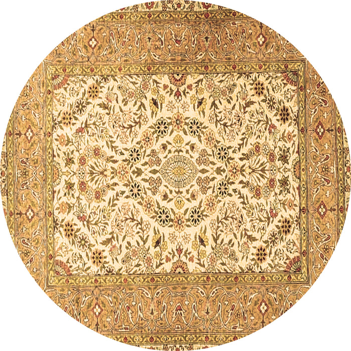Round Machine Washable Persian Brown Traditional Rug, wshtr4769brn