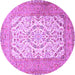 Round Machine Washable Persian Purple Traditional Area Rugs, wshtr4769pur