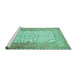 Sideview of Machine Washable Persian Turquoise Traditional Area Rugs, wshtr4769turq