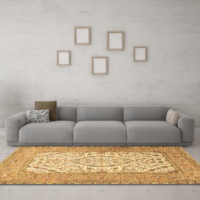 Machine Washable Persian Brown Traditional Rug in a Living Room,, wshtr4769brn