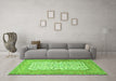 Machine Washable Persian Green Traditional Area Rugs in a Living Room,, wshtr4769grn