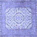 Square Machine Washable Persian Blue Traditional Rug, wshtr4769blu