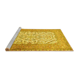 Sideview of Machine Washable Persian Yellow Traditional Rug, wshtr4769yw