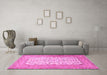 Machine Washable Persian Pink Traditional Rug in a Living Room, wshtr4769pnk