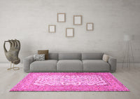 Machine Washable Persian Pink Traditional Rug, wshtr4769pnk