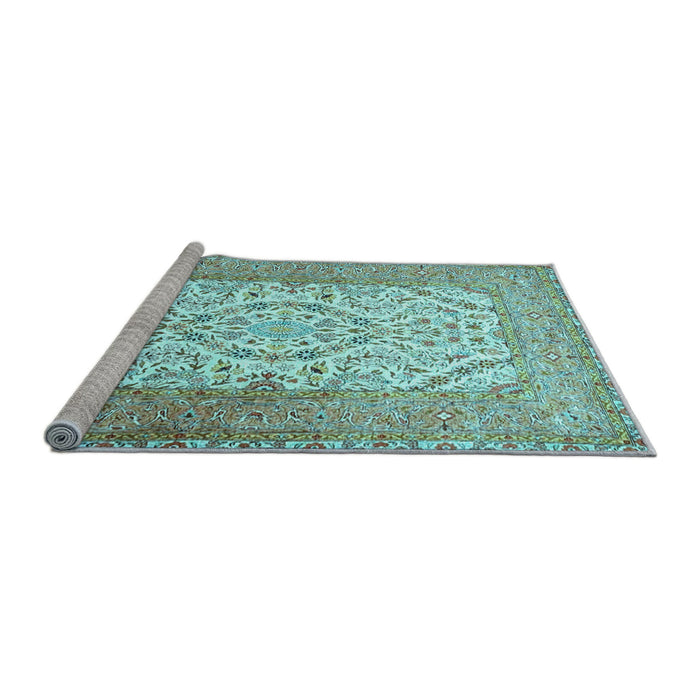 Sideview of Machine Washable Persian Light Blue Traditional Rug, wshtr4769lblu
