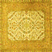 Square Machine Washable Persian Yellow Traditional Rug, wshtr4769yw