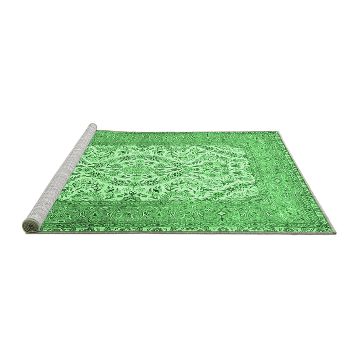 Sideview of Machine Washable Persian Emerald Green Traditional Area Rugs, wshtr4769emgrn