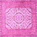 Square Machine Washable Persian Pink Traditional Rug, wshtr4769pnk