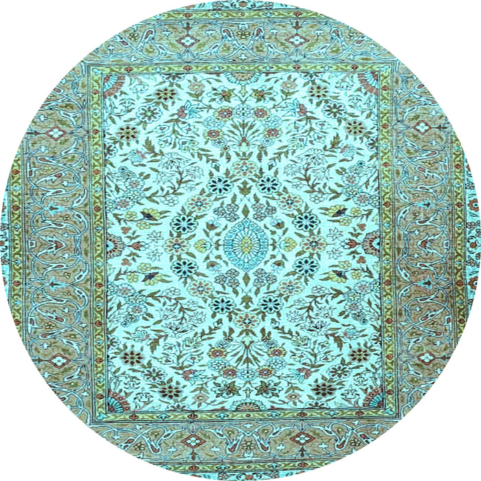 Round Persian Light Blue Traditional Rug, tr4769lblu