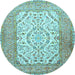 Round Persian Light Blue Traditional Rug, tr4769lblu