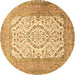 Round Persian Brown Traditional Rug, tr4769brn