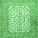 Square Machine Washable Persian Emerald Green Traditional Area Rugs, wshtr4769emgrn