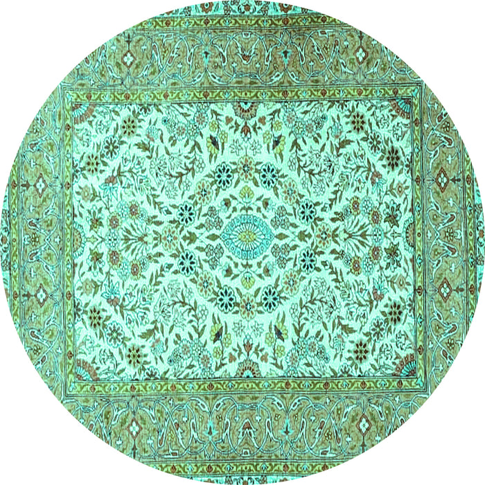 Round Persian Turquoise Traditional Rug, tr4769turq