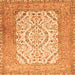 Round Machine Washable Persian Orange Traditional Area Rugs, wshtr4769org