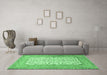 Machine Washable Persian Emerald Green Traditional Area Rugs in a Living Room,, wshtr4769emgrn