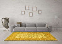 Machine Washable Persian Yellow Traditional Rug, wshtr4769yw