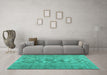 Machine Washable Persian Turquoise Traditional Area Rugs in a Living Room,, wshtr476turq