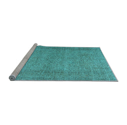 Sideview of Machine Washable Persian Light Blue Traditional Rug, wshtr476lblu