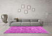 Machine Washable Persian Pink Traditional Rug in a Living Room, wshtr476pnk