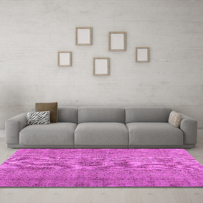 Machine Washable Persian Pink Traditional Rug in a Living Room, wshtr476pnk