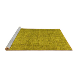 Sideview of Machine Washable Persian Yellow Traditional Rug, wshtr476yw