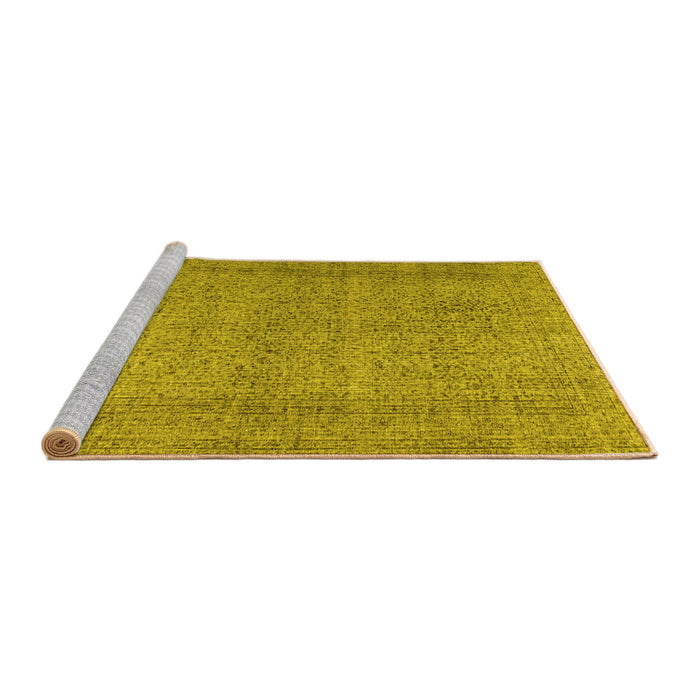 Sideview of Machine Washable Persian Yellow Traditional Rug, wshtr476yw
