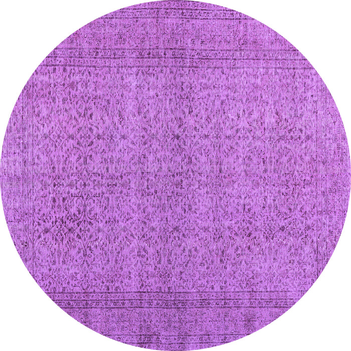 Round Machine Washable Persian Purple Traditional Area Rugs, wshtr476pur