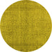 Round Machine Washable Persian Yellow Traditional Rug, wshtr476yw