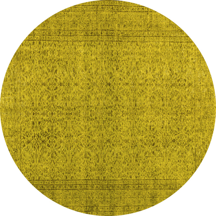 Round Persian Yellow Traditional Rug, tr476yw