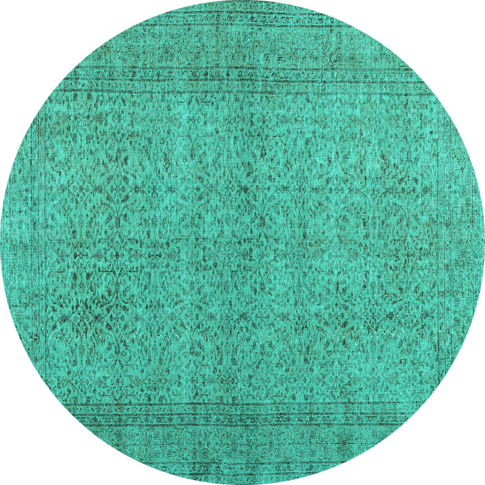 Round Machine Washable Persian Turquoise Traditional Area Rugs, wshtr476turq