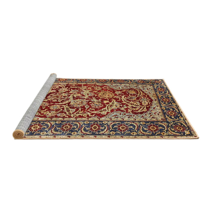 Sideview of Machine Washable Traditional Saffron Red Rug, wshtr4770