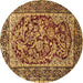 Round Machine Washable Persian Brown Traditional Rug, wshtr4770brn