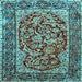 Square Machine Washable Persian Light Blue Traditional Rug, wshtr4770lblu