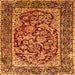 Round Machine Washable Persian Orange Traditional Area Rugs, wshtr4770org