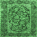 Square Persian Emerald Green Traditional Rug, tr4770emgrn