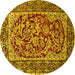 Round Persian Yellow Traditional Rug, tr4770yw